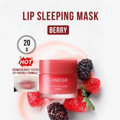 Laneige 兰芝唇部睡眠面膜，20克/0.7盎司 - 畅销产品，经皮肤科医生测试，蕴含浆果提取物和3%乳木果油，4周内改善唇纹，提升唇部光泽，滋养干燥/皲裂的双唇，夜间修护，妆前打底，适合敏感/受损唇部肌肤