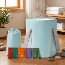 Foldable Foot Spa Tub With Herbal Soak And Aromatherapy Functions, Suitable For Home Spa And Meditation Relaxation, Foldable Foot Bath With Detachable Herb Box, Comprehensive Health And Self-Care Tool - Random Styles - View 5