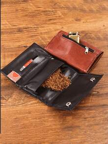 高级仿麂皮香烟盒 - 男女通用，多隔层设计，柔软口袋，安全拉链封口，金属扣，吸烟配件 | 时尚仿皮烟盒 | 金属扣，香烟夹，皮革手卷香烟袋 - 彩色 - 查看 6