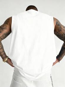 Áo tank top nam thời trang, năng động, in họa tiết, cổ tròn, không tay - trắng - Xem 2