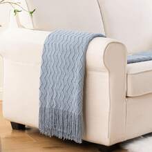 Lightweight, Breathable, Air-Conditioning Blanket, Knitted, Soft, All-Season Throw Blanket - Sky Blue - View 5