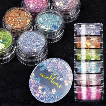 6pcs/Set Colorful Mermaid Sequins, Suitable For Silicone Mold Filling, Aurora Glitter, Suitable For Epoxy Resin Filling, Handmade DIY Jewelry Making Materials