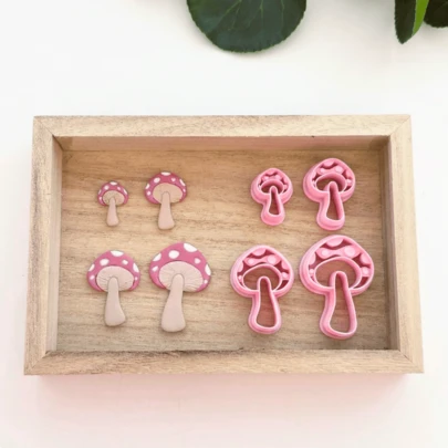 1/4个蘑菇造型软陶切割器，粉嫩田园风蘑菇形状，DIY耳环、女巫饰品、仙女风礼物等手工工具