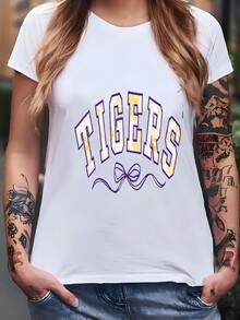 Camiseta De Fútbol Tigres Baton Rojo Camisa De Luisiana Camisa De Fútbol De Mujer Camisa De Fútbol Universitario Día De Juego Tee Camisa De Fútbol De Mamá Geaux Tigres Camiseta - Blanco - Ver 1