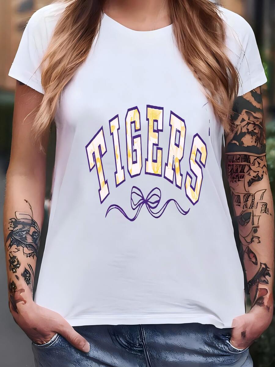 Camiseta De Fútbol Tigres Baton Rojo Camisa De Luisiana Camisa De Fútbol De Mujer Camisa De Fútbol Universitario Día De Juego Tee Camisa De Fútbol De Mamá Geaux Tigres Camiseta - Blanco - Ver 1