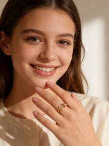 Charm-In Gold-Plated Butterfly & Bee Open Ring For Women, Versatile Niche Design For Commute, Dating, Gift - Gold - View 2