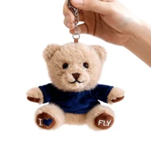 4.3in Cute Dressed Teddy Bear Keychain Plush Toy Valentine Easter Gifts Grateful Kids Gifts 3 Styles White Navy Orange T-Shirt Backpack Charm Mini Stuffed Animal Doll Present,Llaveros,Llavero,Trinkets,Anime Keychain - 海軍T卹熊鑰匙扣 - 查看 5