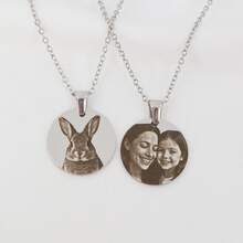1 pieza Collar con foto retrato personalizada grabada - Foto realista incrustada, collar personalizado para el Día de la Madre - Regalo de Navidad para mamá - Multicolor - Ver 7
