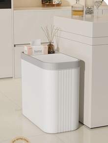 Narrow Hands-Free Trash Can With Lid For Bathroom Toilet Paper Slim Garbage Bin Minimalist Design Space-Saving Waste Basket Plastic Container Perfect For Small Bathrooms Bedrooms Kitchen Offices Home Storage Organization Solution - Multicolor - View 7