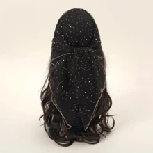 1pc New Fashionable Women's Square Scarf With Bright Trimmings For Daily, Various Styles Bandana,Hair Band,Head Band Ideal For Dressing Up Your Look,Fabric Feels Really Nice,Perfect For Any Costume,Valentine's Day,Hair Accerssories,Spring To Summer,Valentines Gifts,Travel Essential - 黑色 - 查看 1