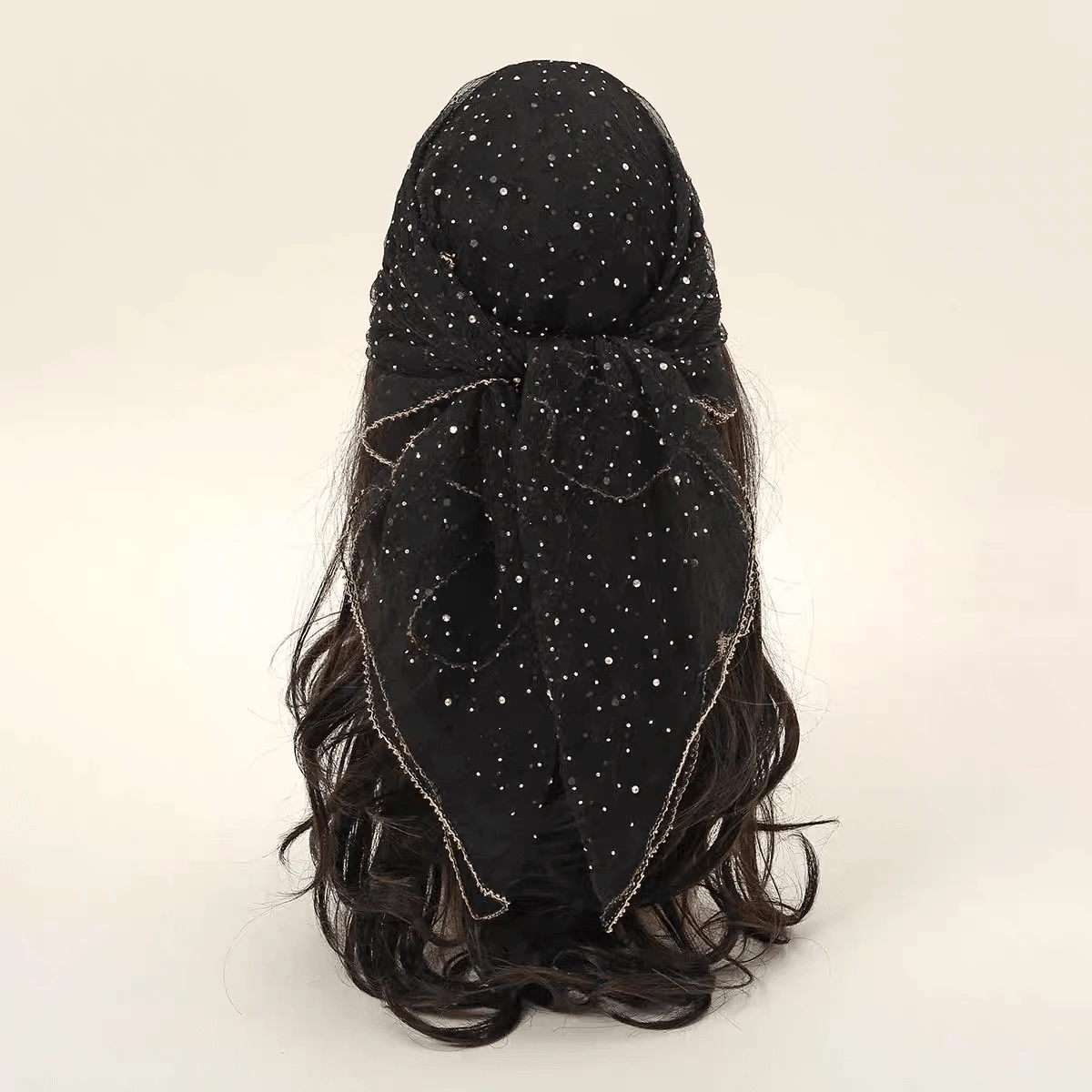 1pc New Fashionable Women's Square Scarf With Bright Trimmings For Daily, Various Styles Bandana,Hair Band,Head Band Ideal For Dressing Up Your Look,Fabric Feels Really Nice,Perfect For Any Costume,Valentine's Day,Hair Accerssories,Spring To Summer,Valentines Gifts,Travel Essential - 黑色 - 查看 1