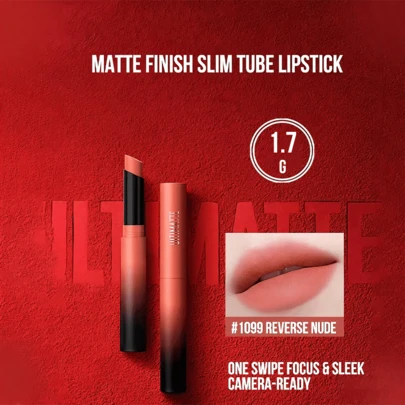 Maybelline ULTIMATTE 哑光纤细唇膏 #899 反转裸色，1.7克/0.06盎司，奶油巧克力质地，轻松打造柔焦效果，持久哑光妆效，不拔干，轻盈顺滑，三步打造丰盈饱满双唇，理想的日常妆容，送给女朋友的完美礼物