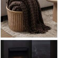 Luxurious Striped Sofa Throw 180x240 Handmade Decoration - 深棕色帶白色條紋 - 查看 8