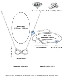 طقم قلادة وسوار من الفضة الإسترليني عيار 925 مرصع بالماس الأزرق، هدية فاخرة فرنسية خالية من الحساسية مع علبة هدايا - فضي - مشاهدة 2