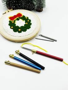Replaceable Punch Needle Set, 3 Sizes Of Replacement Needles, 4 Colors Of Round Handles, Portable DIY Handmade Tool Kit, Suitable For Beginners, Carpet Making And Embroidery Crafts - 3-head Replaceable Needles With Round Handle - View 10