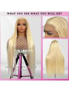 34 Inch 200% Density 613 Lace Front Wig Blended Human Hair 13x4 Blonde Lace Front Wigs 613 HD Lace Frontal Wig For Women 12A Brazilian Straight Human Hair Wig Glueless Wig Pre Plucked With Baby Hair - S613 - View 2