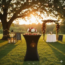 SUNFANS 1pc Round Table Cover, Polyester Fabric, Multiple Colors & Sizes Available, Washable & Elastic, Suitable For Bar, Wedding, Party, Banquet - Multicolor - View 7