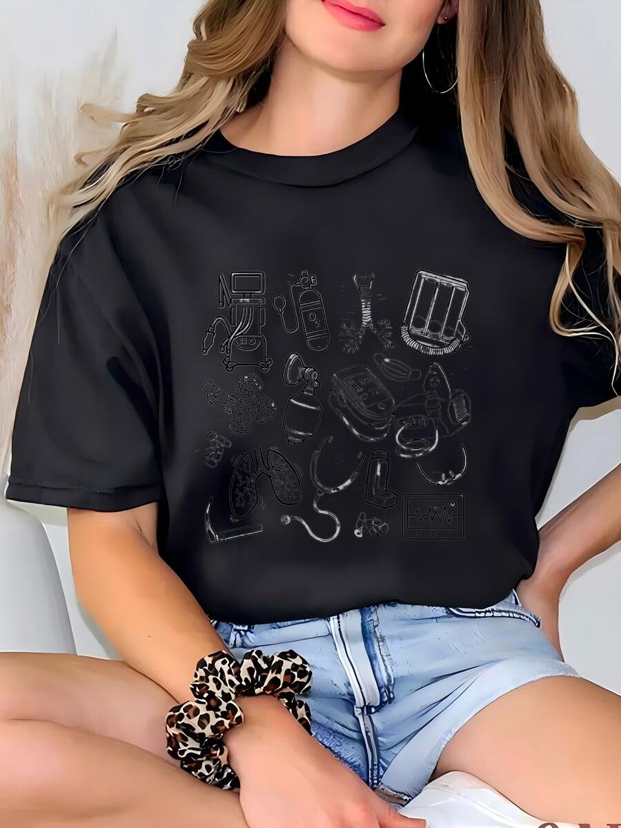 Literalmente Sólo Una Camisa De Enfermera Camisa De Enfermera Registrada Camisa De Enfermera Doodles Camisa Escuela De Enfermería Graduado Regalo Lpn Enfermera Postparto Camisa Rn Primavera Enfermera Camiseta - Negro - View 1