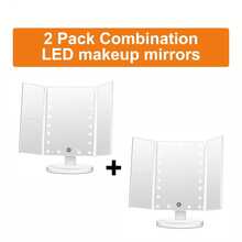 FASCINATE Lighted Makeup Mirror 2X/3X Magnification, Trifold Vanity Mirror With Lights, 21 LED Touch Dimming, Dual Power 180° Rotation Lit Beauty Table Mirror, Makeup Mirror With Lighting, White 2pcs - 白色兩個裝 - 查看 1