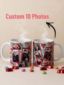 1pc Customized Photo Mug, Personalized Ceramic Coffee Cup With Realistic 3D Effect Artistic Flat Printed Pattern, Smooth Glossy Surface, Can Customize Personal Photo, Portrait Or Illustration, Professional Layered Visual Effect, Not Embossed Or Engraved Mug - Multicolor - View 6