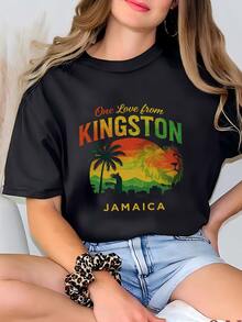 Jamaica One Love Sweatshirt: Reggae Retro Pride Crewneck Camiseta - Negro - Ver 2