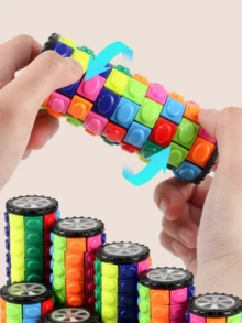 5 Layer Creative Intellectual Decompression Toy, 3D Magic Tower Colorful Corn Cylinder Rotating Cube, Five-Level Cylindrical Magic Cube For Stress Relief & Brain Training, Colorful Corn Pattern 3D Cube Fidget Toy For Adults, Smooth Rotation Cylinder Magic Tower For Puzzle Game & Finger Play, Durable Anti-Fall 5-Level Cube For Home Office Leisure Time, Fun 3D Magic Cube For Intellectual Exercise & Anxiety Relief - Multicolor - View 7