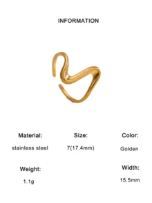 1pc Minimalist Geometric Line Open Ring, Fashionable Elegant Vibe, Stainless Steel Gold Plated, Suitable For Women's Daily, Party, And Date Wear - Open Ring - View 8
