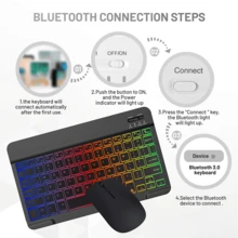 Combo de teclado inalámbrico Bluetooth 3.0 ultradelgado con retroiluminación de 7 colores y ratón inalámbrico Bluetooth, recargable, compatible con iOS, Android, tabletas y smartphones con Windows - Multicolor - Ver 7