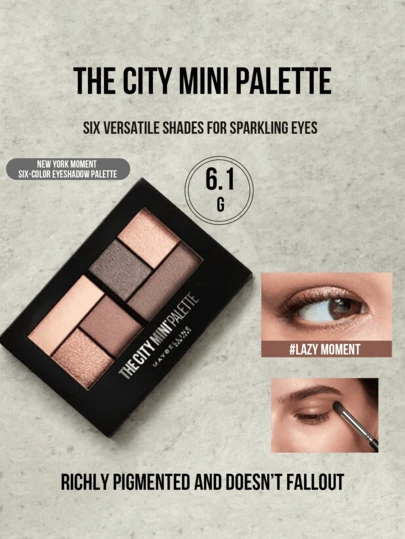 Maybelline 6.1g/0.21oz City Mini Göz Farı Paleti (Lazy Moment), Işıltılı Göz Makyajı İçin Yüksek Pigmentli Çok Yönlü Tonlar, Mikro Işıltılı Klasik Saten Mat, Elmas Benzeri Kremsi Köpük Dokusu, Pürüzsüz Mat Bitiş, Yeni Başlayanlar, Öğrenciler, Ofis Çalışanları, Günlük Yolculuk, Geziler, Partiler, Gün Batımı Makyajları İçin İdeal, Arkadaşlar veya Kız Arkadaş İçin Mükemmel Bir Hediye