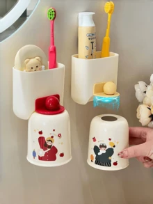 Household Gargle Cup, Inverted Toothbrush Cup, Couple Toothbrush Cup, Cartoon Dental Supplies Rack, Bathroom Wall-Mounted Rinse Cup - Multicolor - View 3