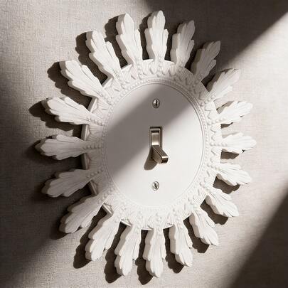 1 pieza Marco decorativo con relieve de plumas francesas, diseño de girasol blanco, adecuado para decoración del hogar y decoración de Pascua, incluye tornillos, no se necesita fuente de alimentación