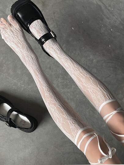 1双女士蝴蝶结蕾丝腿套，优雅时尚，亲肤舒适