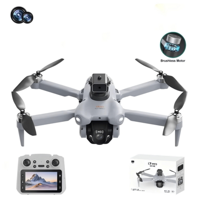 Drone i7 Pro Con Dos Cámaras 720P Control remoto de pantalla 2 baterías Cámara ajustable eléctricamente a 90 grados Dron