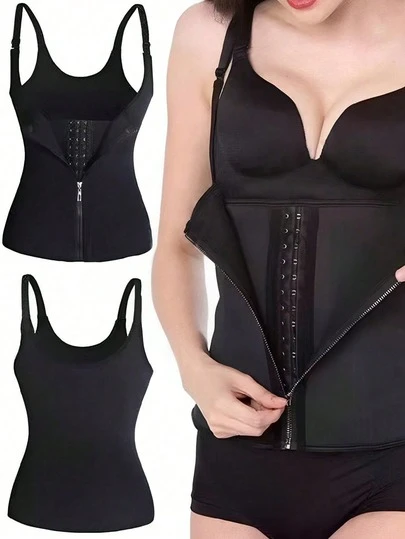 女士束腰塑身衣，拉链闭合，氯丁橡胶材质，可调节肩带