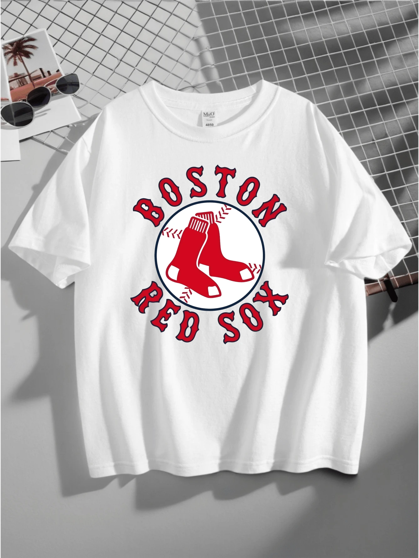 Boston Red SoxBaseball Team Logo T Shirt For Men - Classic Red Socks Design With Bold Lettering And Iconic Team Emblem - Perfect For Sports Fans Game Day Wear And Casual Outfits - trắng - Xem 1
