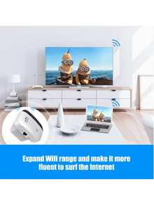 高功率WiFi信号扩展器 - 覆盖范围高达5000平方英尺，支持300Mbps速度，配备以太网端口，设置简便，兼容Alexa，无线网络中继器，可增强家庭或办公室网络连接，WiFi信号增强器，黑白配色 - 彩色 - 查看 4