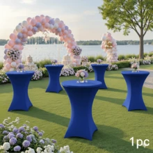 SUNFANS 1 件弹性圆桌布，可水洗，适用于酒吧、婚礼、派对、宴会、圣诞派对、家居、晚宴 - 彩色 - 查看 6