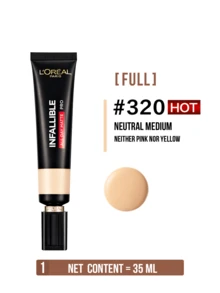 L’Oreal Paris 10/35毫升哑光专业粉底液 #320，独特的双重控油技术和19%的哑光成分，无油配方，高遮瑕力，防水防晕染，轻盈易推开，24小时持久哑光妆效，适合油性肌肤，适合日常和特殊场合，打造无瑕自然妆容。 - 吸油棒PRO恆放溢彩持色粉底液#320 - 查看 14