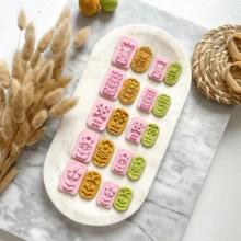 2/10件套波西米亚风花卉软陶切割器，粉色郁金香和花朵印章，DIY耳环饰品制作工具，春季礼物 - 粉色 - 查看 2