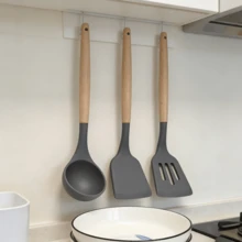 3pcs Premium Silicone Kitchen Utensil Set: Thick Silicone Spatula, Ladle And Spoon With Wooden Handle, Heat Resistant And Non-Stick, Suitable For Global Kitchens - Multicolor - View 16