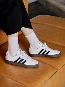 adidas Vl Court Classic 百搭舒適薄底 防滑耐磨 低筒 板鞋 男女同款 白黑色 - 白黑色 - 查看 7