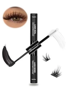 1支睫毛粘合剂，5毫升粘合剂和5毫升密封剂，强力睫毛胶，二合一睫毛粘合剂和密封剂，防水持久，全天佩戴，二合一睫毛粘合剂和密封剂，适用于DIY睫毛嫁接，睫毛胶，睫毛胶 - 黑色 - 查看 1