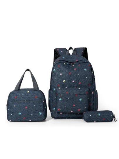 New Arrival Back To School/Graduation Season Fashion Cute Minimalist Contrast Color Backpack Set, Versatile Large Capacity Multi-Function Bag