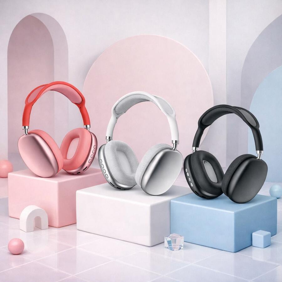 New Max P9 Pro Wireless Bluetooth Headphones HiFi Stereo Noise Cancelling Waterproof Mic Pods Over Ear Sports - 黑色 - 查看 1