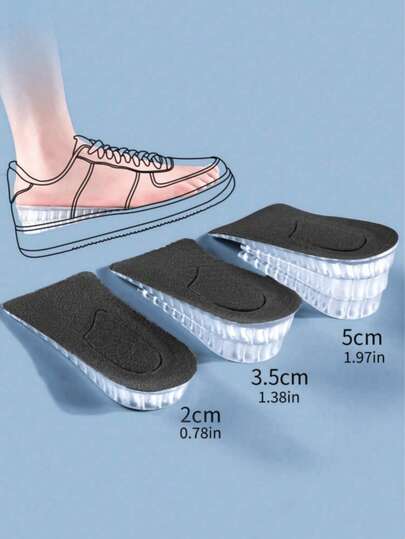 1 Pair Unisex Half-Size Height Increase Insoles, Made Of High-Elasticity Silicone With Cushioning And Shock-Absorbing Function, Providing Comfortable Arch Support, Anti-Slip Sole Design To Enhance Walking Comfort, Suitable For Long-Term Use Or Walking, Also Providing Height Increase Effect And Foot Protection.