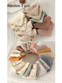 Bộ 5 chiếc khăn tay nhỏ bằng vải gạc cotton màu trơn ngẫu nhiên, dùng để lau miệng khi cho bé bú, khăn mặt. - Nhiều màu - Xem 13