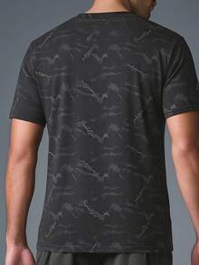 男士字母印花圆领短袖休闲百搭T恤 - 黑色 - 查看 3