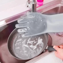 Magic Gloves Silicone Cleaning Brush For Dishwashing, Kitchen Dishwashing, Multipurpose Sponge, Pet - Roxo - 查看 2