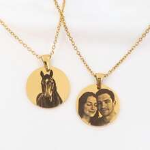 1 pieza Collar con foto retrato personalizada grabada - Foto realista incrustada, collar personalizado para el Día de la Madre - Regalo de Navidad para mamá - Multicolor - Ver 6