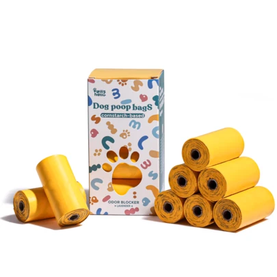 8 Rolls Dog Poop Bags, Yellow Pet Waste Bags, Leak-Proof & Extra Thick Dog Waste Bags For Daily Outdoor Walking, Travel